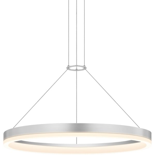 【Sonneman】アメリカ・デザイン照明 ペンダントライト「Corona LED 23.75 inch」1灯・ブライトサテンアルミニウム（W603×D603×H51mm）