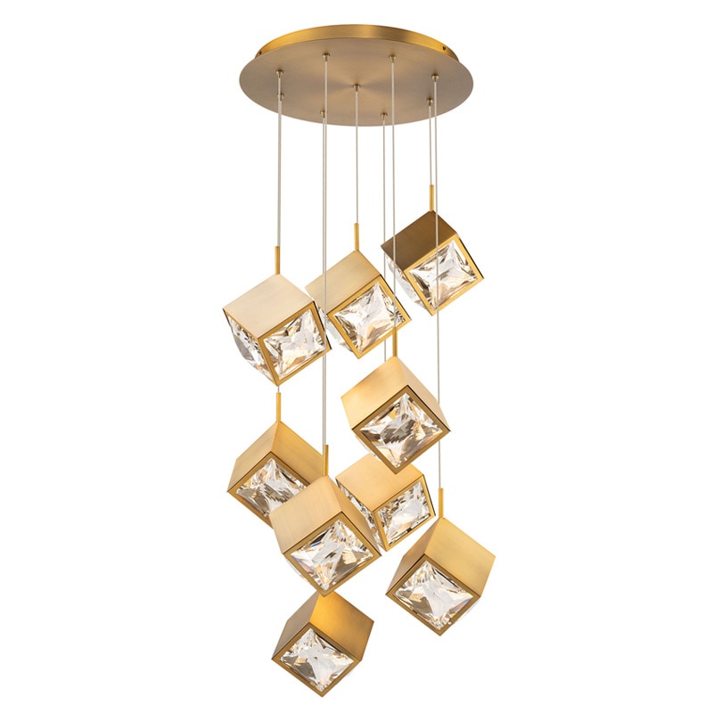 【WAC LIGHTING】アメリカ・LEDシーリングライト 9灯「Ice Cube」ゴールド（W470×D470mm）