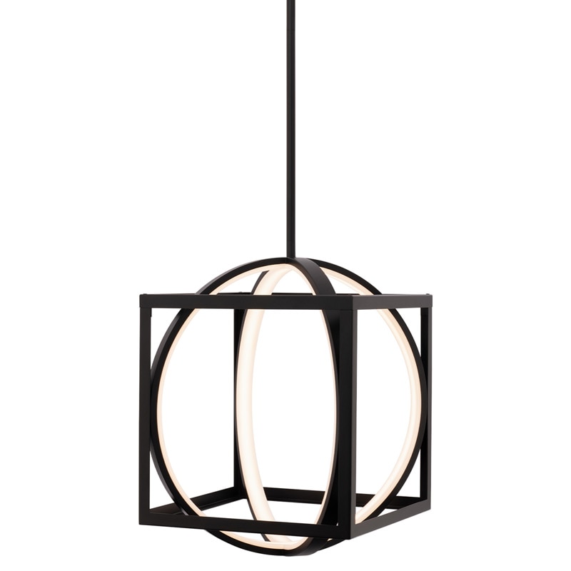 【WAC LIGHTING】アメリカ・LEDミニペンダントライト「Geometrix」ブラック（W320×D320×H430mm）