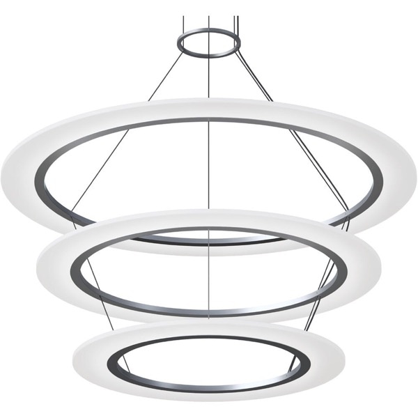 【Sonneman】アメリカ・デザイン照明 ペンダントライト「Arctic Rings LED 37.25 inch」1灯・ブライトサテンアルミニウム（W946×H432mm）
