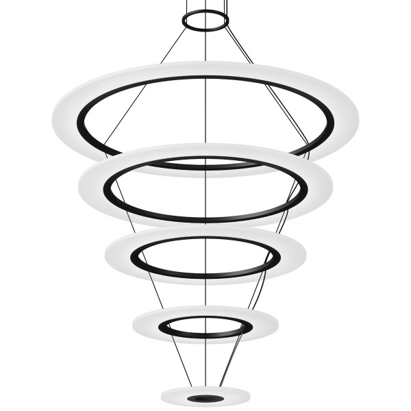 【Sonneman】アメリカ・デザイン照明 ペンダントライト「Arctic Rings LED 37.25 inch」1灯・サテンブラック（W946×H864mm）