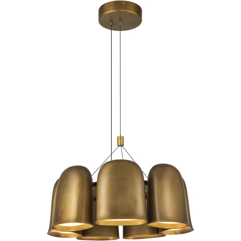 【KUZCO】アメリカ・デザイン照明「Bell LED」シャンデリア Vintage Brass（φ492×H340mm）