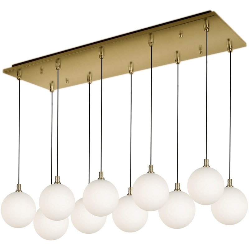 【KUZCO】アメリカ・デザイン照明「Bolla LED」ペンダントライト Brushed Gold Opal Glass（W724×H152mm）