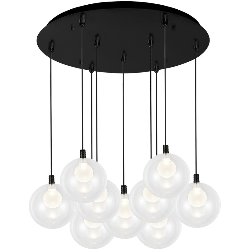 【KUZCO】アメリカ・デザイン照明「Bolla LED」ペンダントライト Black Clear Glass + Interior Opal Glass（φ499×H152mm）