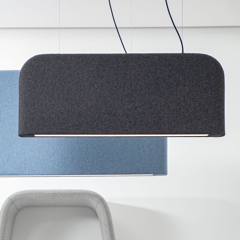 【Buzzi Space】デザイン照明「BuzziShield Light」ファブリックペンダントランプ（W1000×D65×H600mm）Midgrey