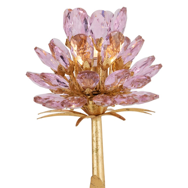 【CURREY】アメリカ・デザイン照明 クリスタルウォールライト 2灯「Marilee」ピンク×ゴールド（W400×D200×H480mm）