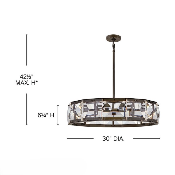 【HINKLEY】LEDシャンデリアライト「Rene」（W762×H172-1080mm）