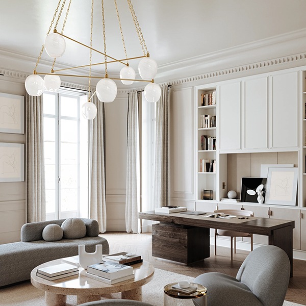 【HUDSON VALLEY】アメリカ・デザイン照明 シャンデリア「Asbury」8灯 ゴールド（W1385×H667mm）