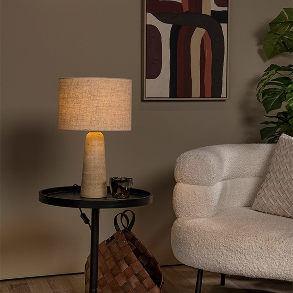 【LUCIDE】ベルギー デザイン照明 テーブルライト「NIMUE」Taupe（φ300×H475mm）