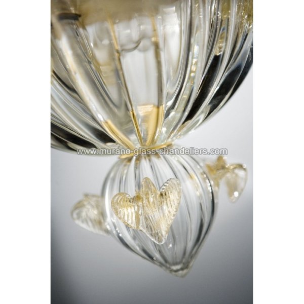 【MURANO GLASS CHANDELIERS】イタリア・ヴェネチアンガラスシャンデリア6灯「FLORA」（W800×H800mm）