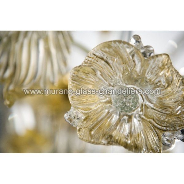 【MURANO GLASS CHANDELIERS】イタリア・ヴェネチアンガラスシャンデリア6灯「FLORA」（W800×H800mm）