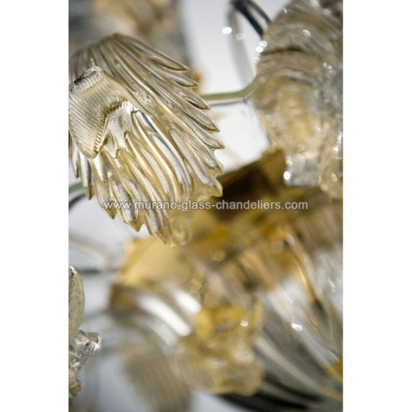 【MURANO GLASS CHANDELIERS】イタリア・ヴェネチアンガラスシャンデリア6灯「FLORA」（W800×H800mm）