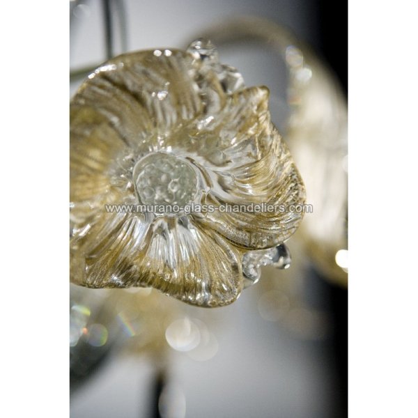 【MURANO GLASS CHANDELIERS】イタリア・ヴェネチアンガラスシャンデリア6灯「FLORA」（W800×H800mm）
