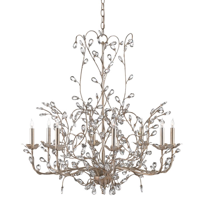 【CURREY】アメリカ・クリスタルシャンデリア 8灯「Crystal Bud」シルバー（φ838×H838mm）