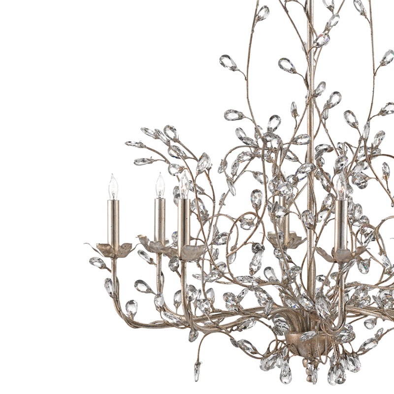 【CURREY】アメリカ・クリスタルシャンデリア 8灯「Crystal Bud」シルバー（φ838×H838mm）