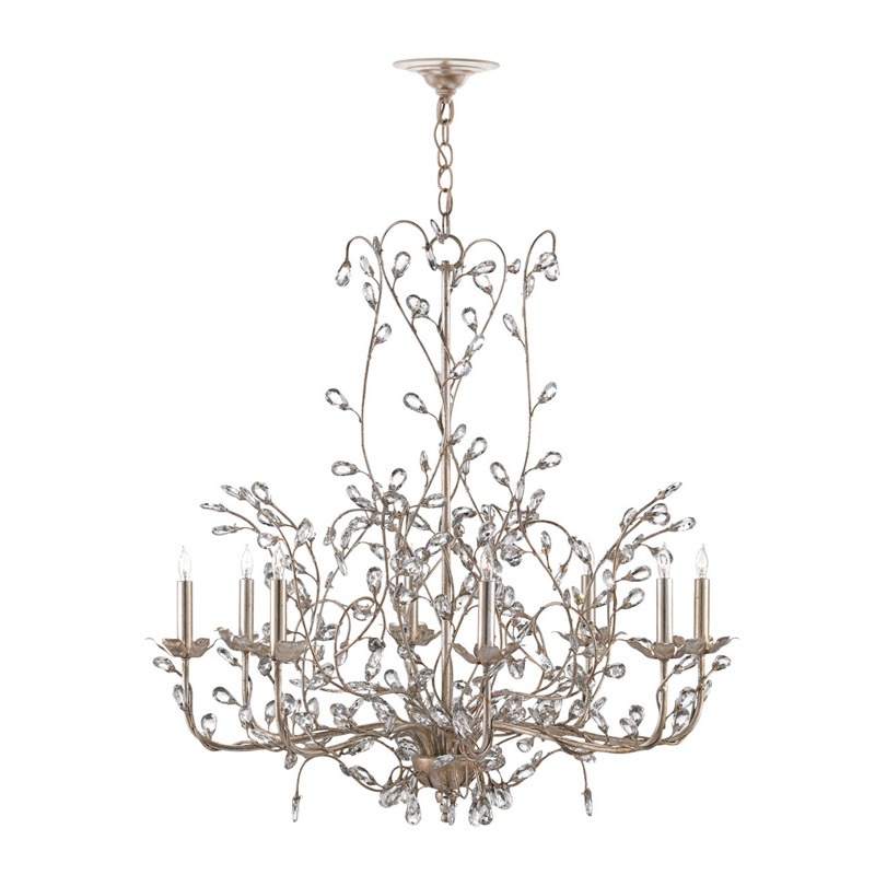 【CURREY】アメリカ・クリスタルシャンデリア 8灯「Crystal Bud」シルバー（φ838×H838mm）