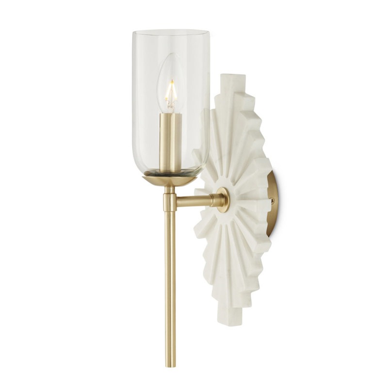 【CURREY】アメリカ・ウォールライト 1灯「Benthos」ホワイト×ゴールド（W150×D150×H380mm）