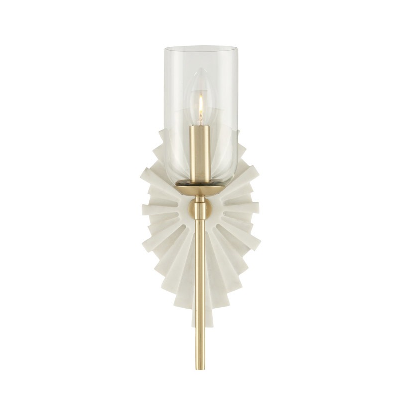 【CURREY】アメリカ・ウォールライト 1灯「Benthos」ホワイト×ゴールド（W150×D150×H380mm）