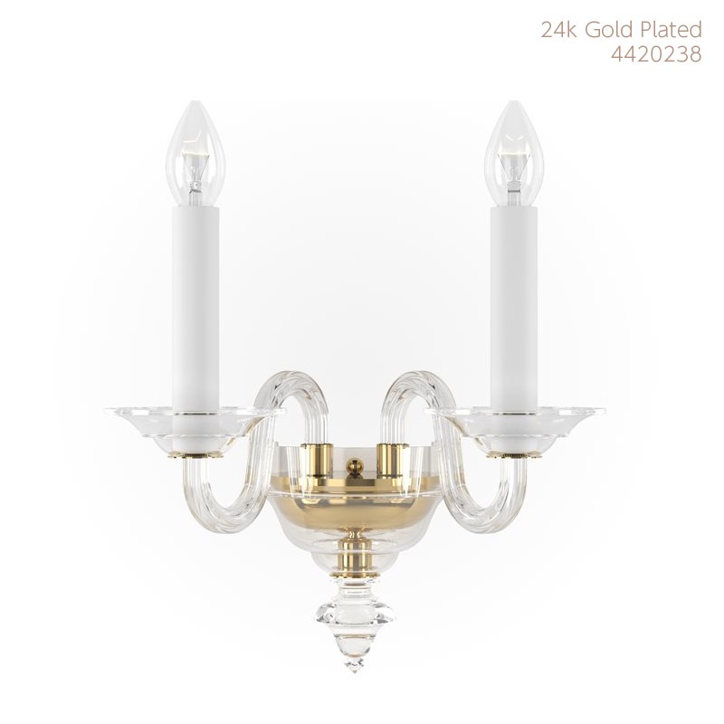 【Preciosa】「Eugene S」クリスタルウォールライト 2灯 24kゴールド（W310×D190×H310mm）