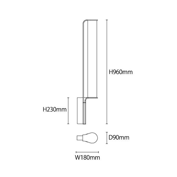 【VIBIA】スペイン・デザイン照明「Class」アウトドアウォールライト ブラック(W180×D90×H960mm)