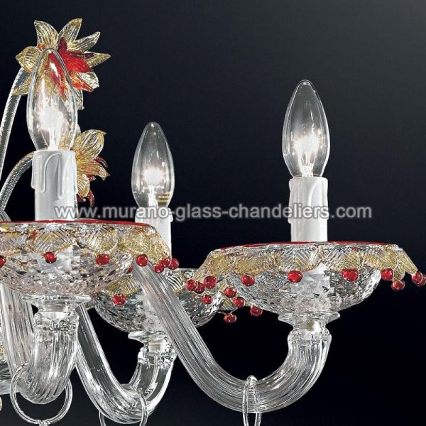 【MURANO GLASS CHANDELIERS】イタリア・ヴェネチアンガラスシャンデリア6灯「FLORENZA」（W760×H600mm）