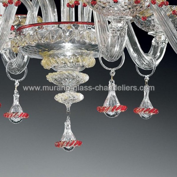 【MURANO GLASS CHANDELIERS】イタリア・ヴェネチアンガラスシャンデリア6灯「FLORENZA」（W760×H600mm）