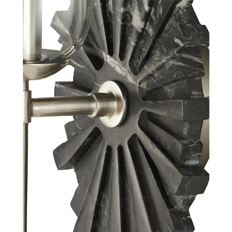 【CURREY】アメリカ・ウォールライト 1灯「Benthos」ブラック×シルバー(W150×D150×H380mm)