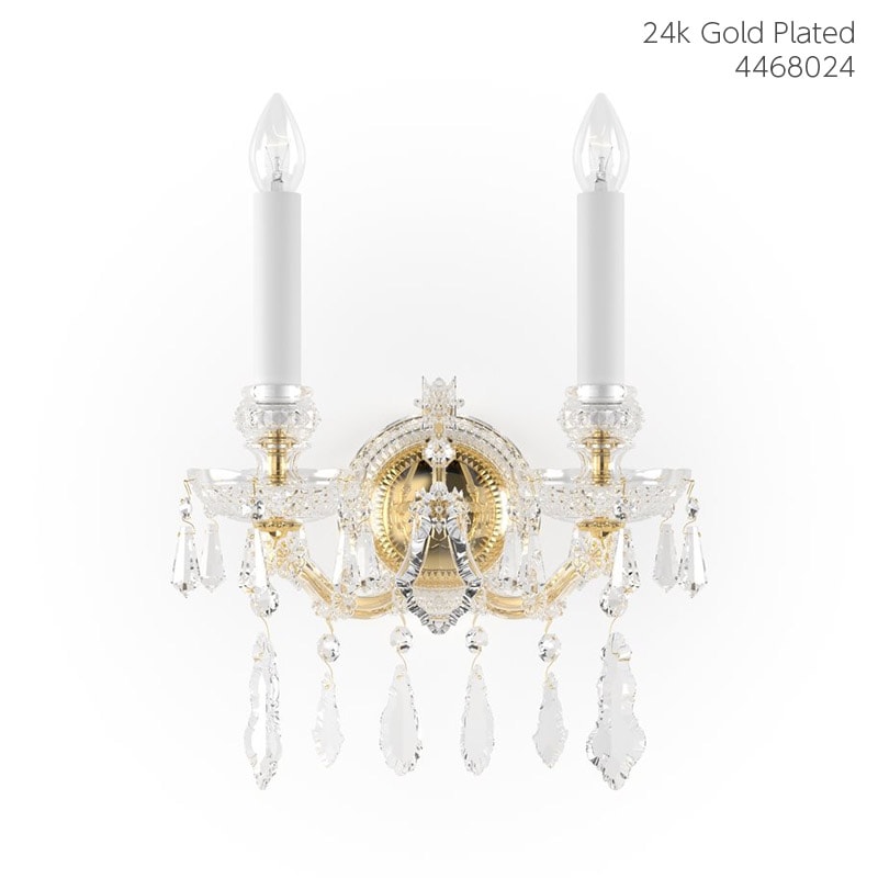 【Preciosa】「Maria Theresa S」クリスタルウォールライト 2灯 24kゴールド(W300×D260×H380mm)