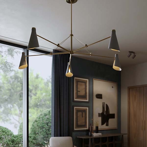 【TROY】アメリカ・デザイン照明 シャンデリア「Andersen」5灯  PATINA BRASS（Φ1759×H534mm）