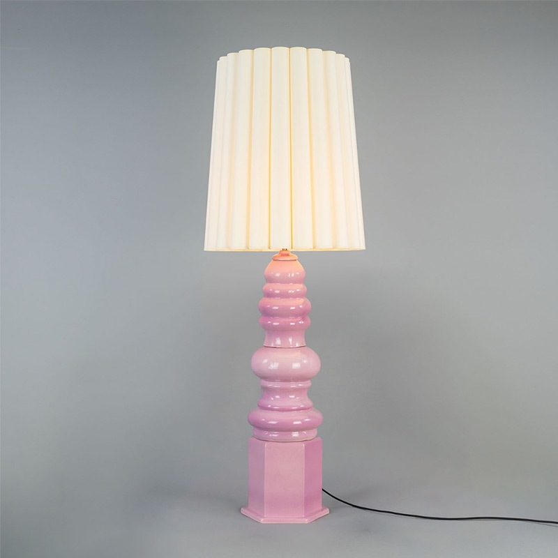 【Mullan】アイルランド「Safi-Large」セラミック シェードテーブルランプ 1灯 ピンク／イエロー（φ500×H1380mm）