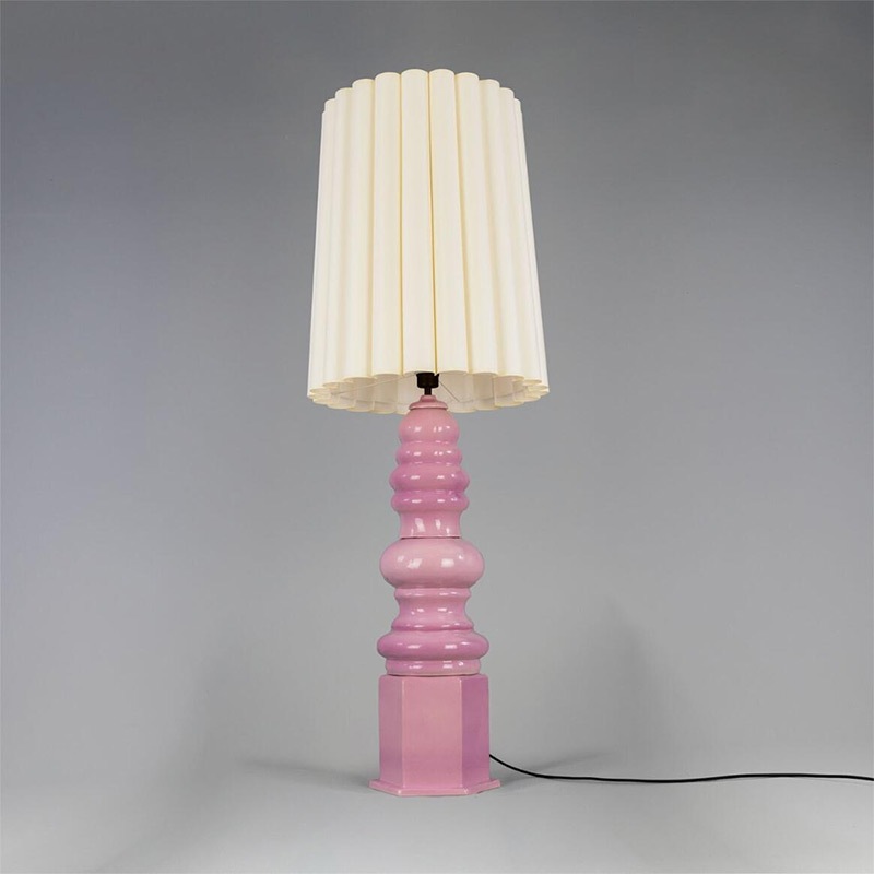 【Mullan】アイルランド「Safi-Large」セラミック シェードテーブルランプ 1灯 ピンク／イエロー（φ500×H1380mm）