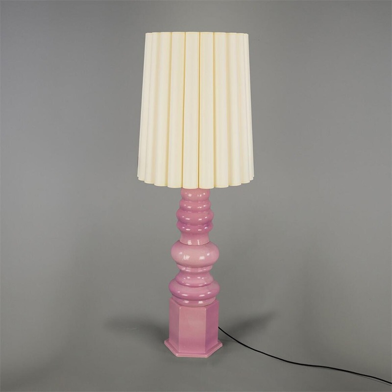 【Mullan】アイルランド「Safi-Large」セラミック シェードテーブルランプ 1灯 ピンク／イエロー（φ500×H1380mm）