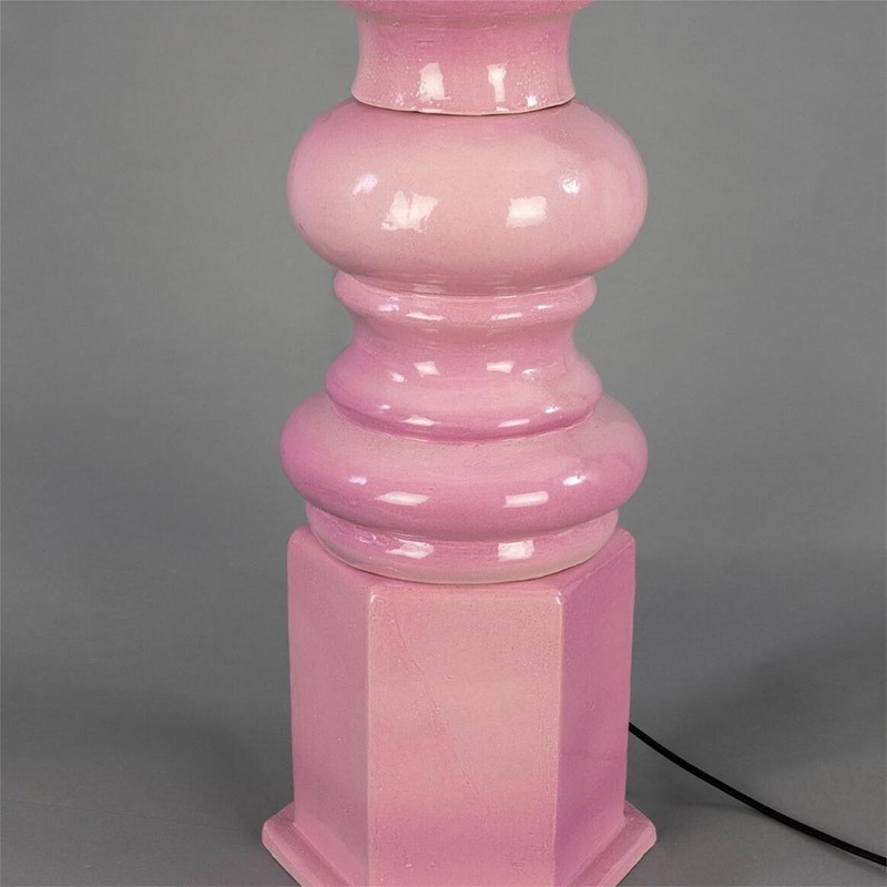 【Mullan】アイルランド「Safi-Large」セラミック シェードテーブルランプ 1灯 ピンク／イエロー（φ500×H1380mm）