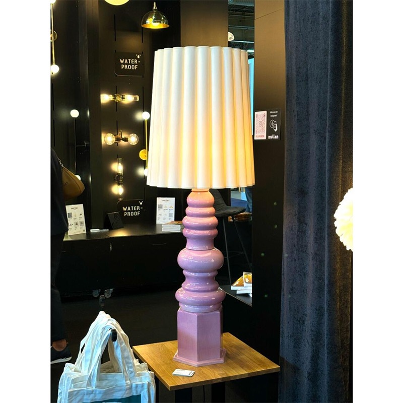 【Mullan】アイルランド「Safi-Large」セラミック シェードテーブルランプ 1灯 ピンク／イエロー（φ500×H1380mm）