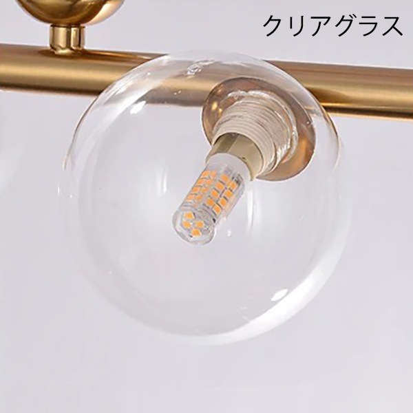 モダン照明 LEDペンダントライト クリアグラス ゴールド（W800