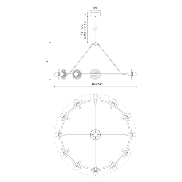 【Alora】アメリカ  デザイン照明 「Dahlia」 ブロンズ（W1182×H534mm）