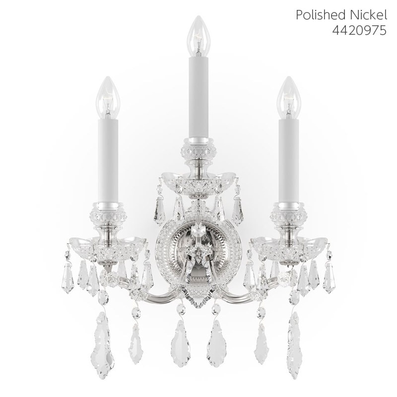 【Preciosa】「Maria Theresa M」クリスタルウォールライト 3灯 クローム（W380×D270×H480mm）