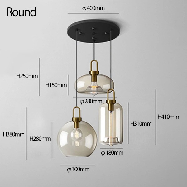 デザイン照明　ガラスシェードペンダントライト（φ180／250／280／300mm）