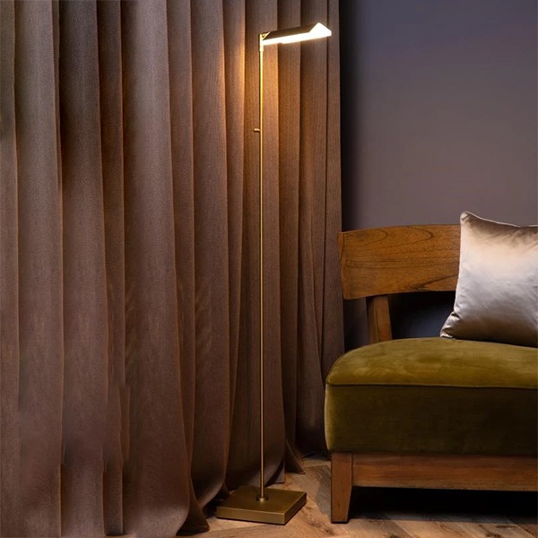 【LUCIDE】ベルギー デザイン照明 フロアリーディングライト「AARON」Gold（W270×H1400mm）