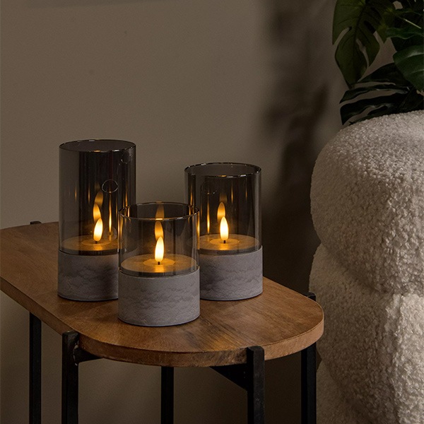 【LUCIDE】ベルギー デザイン照明 テーブルライト「VELAS」Smoke Grey 3サイズセット（H100／125／150mm）