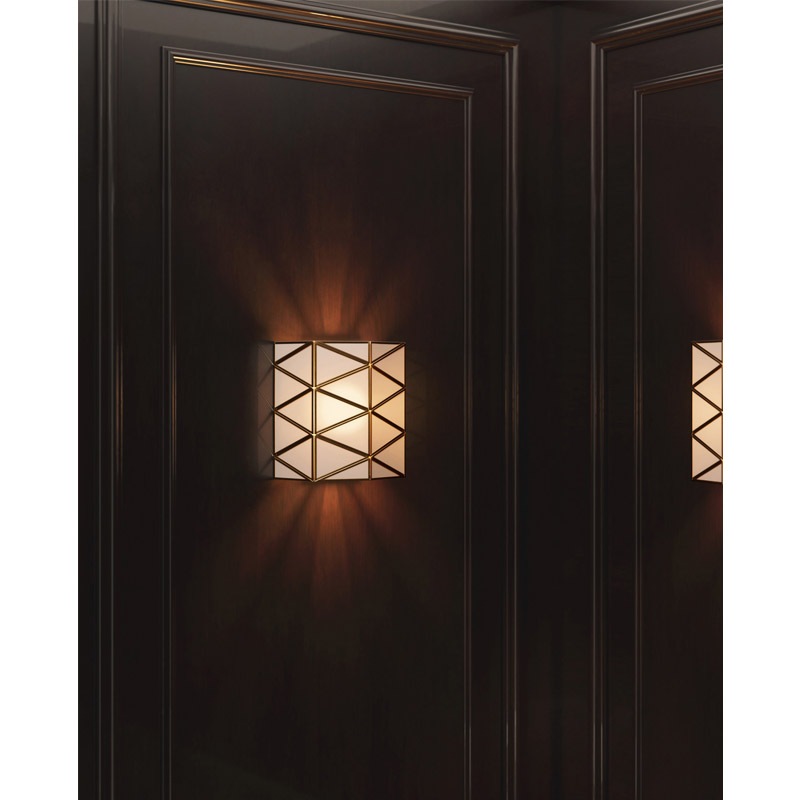 【CURREY】アメリカ・ウォールライト 1灯「Polyhedron」アンティークゴールド（W304×D152×H304mm）