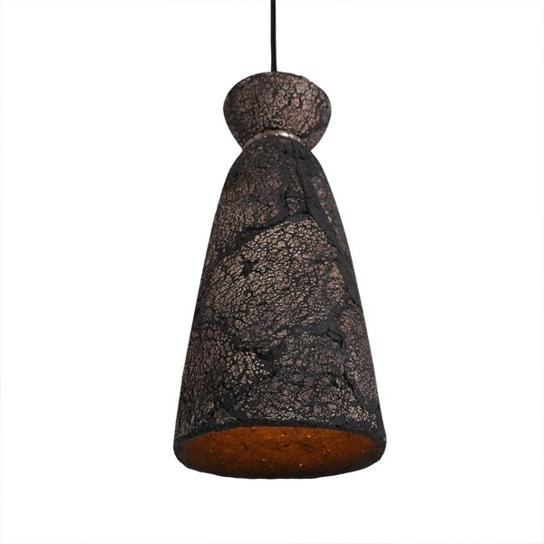 【Mullan】アイルランド・「PANDO」オーガニックセラミックペンダントライト1灯・BLACK CLAY（W140×H300mm）