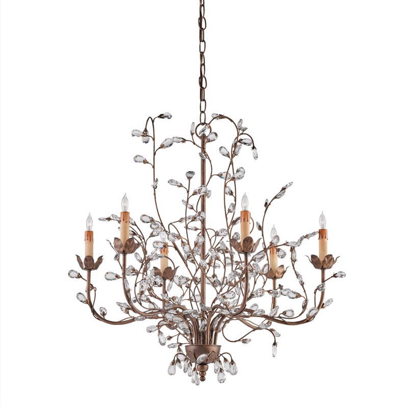 【CURREY】アメリカ・クリスタルシャンデリア 6灯「Crystal Bud」ゴールド(φ711×H685mm)