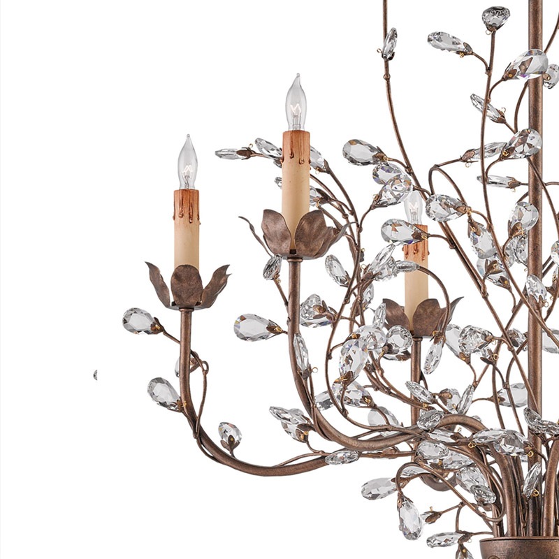 【CURREY】アメリカ・クリスタルシャンデリア 6灯「Crystal Bud」ゴールド(φ711×H685mm)