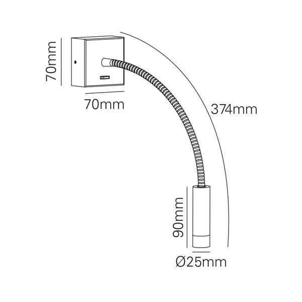 【MARETTI】オランダ・LEDウォールライト「READ FLEX」1灯 BLACK（W70mm）