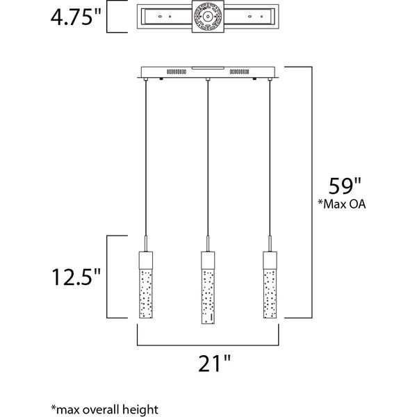 【ET2】アメリカ・シーリングペンダントライト「FIZZ IV」3灯（W120×L530×H320-3350mm）