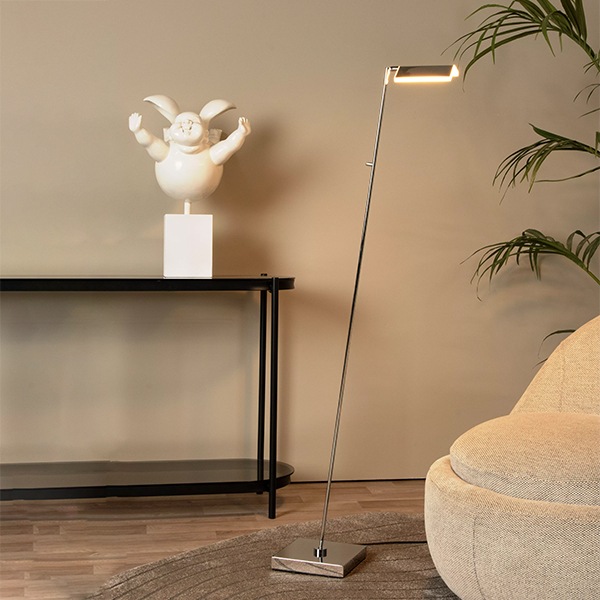 【LUCIDE】ベルギー デザイン照明 フロアリーディングライト「AARON」Chrome（W270×H1400mm）