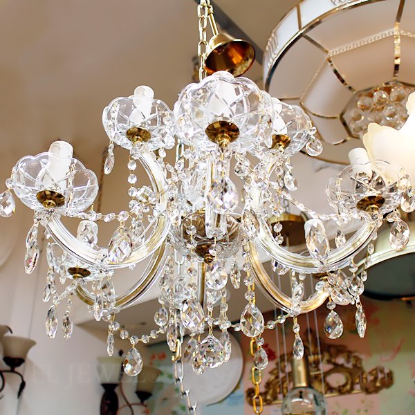 【LA LUCE】チャイニーズクリスタルシャンデリア 9灯 ゴールド (Φ620×H450mm)