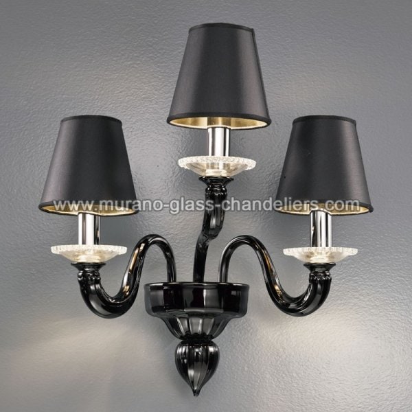 【MURANO GLASS CHANDELIERS】イタリア・ヴェネチアンガラスウォールライト3灯「BANQUO」(W380×D280×H440mm)