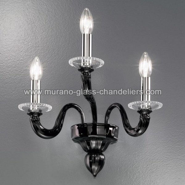 【MURANO GLASS CHANDELIERS】イタリア・ヴェネチアンガラスウォールライト3灯「BANQUO」(W380×D280×H440mm)